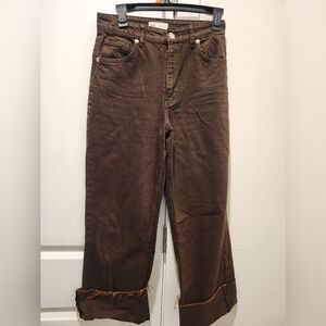 Zara Brown High-Rise Straight Jeans